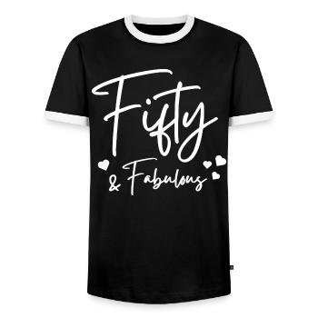 Fifty fabulous - Men's Ringer Shirt - black/white - Front - AI Model Female 172 light (172cm) & AI Model Male 178 light (178cm)