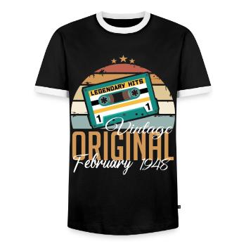 Légendaire depuis février 1948 millésime 1948 - T-shirt contrasté Homme - noir/blanc - Devant - AI Model Female 172 light (172cm) & AI Model Male 178 light (178cm)