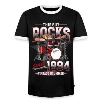 1994 Jahrgang Schlagzeug Schlagzeuger Geburtstag - Männer Kontrast-T-Shirt - Schwarz/Weiß - Vorne - AI Model Female 172 light (172cm) & AI Model Male 178 light (178cm)