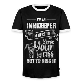 Wirtshaus Shot Cosy - T-shirt contrasté Homme - noir/blanc - Devant - AI Model Female 172 light (172cm) & AI Model Male 178 light (178cm)