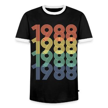 Cool Retro 1988, 34 Jahre alt, Geschenk zum 34. Geburtstag - Männer Kontrast-T-Shirt - Schwarz/Weiß - Vorne - AI Model Female 172 light (172cm) & AI Model Male 178 light (178cm)