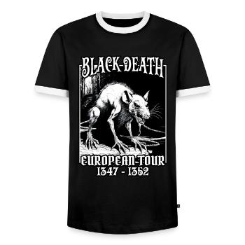 black death - Men's Ringer Shirt - black/white - Front - AI Model Female 172 light (172cm) & AI Model Male 178 light (178cm)