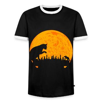 Chess Game Cat Mouse Chessboard Chess Pieces - Men's Ringer Shirt - black/white - Front - AI Model Female 172 light (172cm) & AI Model Male 178 light (178cm)