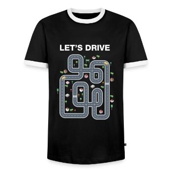 Play Cars on Daddy's Back Dad Massage - Men's Ringer Shirt - black/white - Front - AI Model Female 172 light (172cm) & AI Model Male 178 light (178cm)
