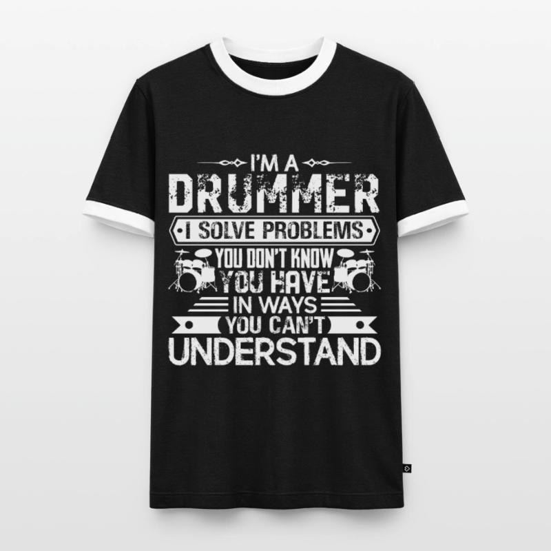 Drummer Solves Problems Men's Ringer Shirt