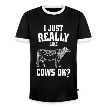 Kuh Kühe Bauernhof Landwirtschaft Geschenk - Männer Kontrast-T-Shirt - Schwarz/Weiß - Vorne - AI Model Female 172 light (172cm) & AI Model Male 178 light (178cm)