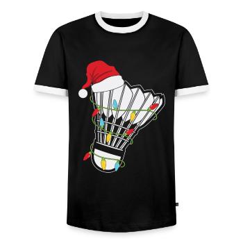 Badminton Federball Christmas Lichterkette - Männer Kontrast-T-Shirt - Schwarz/Weiß - Vorne - AI Model Female 172 light (172cm) & AI Model Male 178 light (178cm)