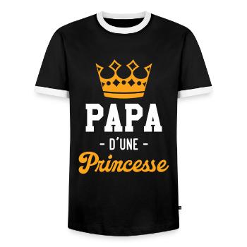 Papa d'une Princesse Cadeau Père et Fille - T-shirt contrasté Homme - noir/blanc - Devant - AI Model Female 172 light (172cm) & AI Model Male 178 light (178cm)