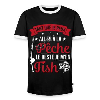 Si je peux aller à la pêche le reste je m'en fish - T-shirt contrasté Homme - noir/blanc - Devant - AI Model Female 172 light (172cm) & AI Model Male 178 light (178cm)