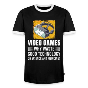 Retro Zocker Sprüche Gaming Geschenk - Männer Kontrast-T-Shirt - Schwarz/Weiß - Vorne - AI Model Female 172 light (172cm) & AI Model Male 178 light (178cm)