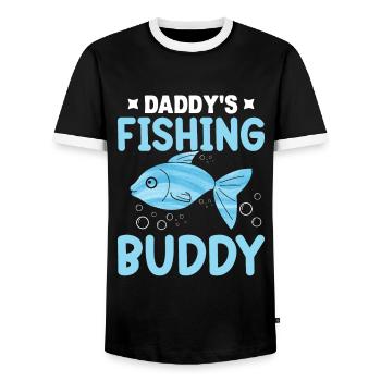 Daddy's Fishing Buddy - Men's Ringer Shirt - black/white - Front - AI Model Female 172 light (172cm) & AI Model Male 178 light (178cm)