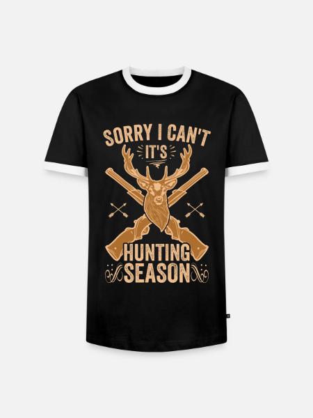 HIrschgeweih Hirschjagd Jagd Jagdsaison - Männer Kontrast-T-Shirt - Schwarz/Weiß