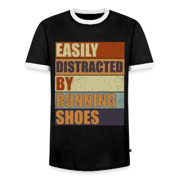 Distrait par les chaussures de course - Runner Laufen Runner - T-shirt contrasté Homme - noir/blanc - Devant - AI Model Female 172 light (172cm) & AI Model Male 178 light (178cm)
