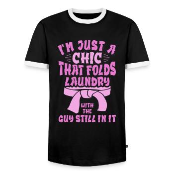 Funny Brazilian Jiu Jitsu Quote BJJ Women - Men's Ringer Shirt - black/white - Front - AI Model Female 172 light (172cm) & AI Model Male 178 light (178cm)