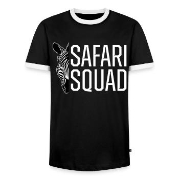 Safari Squad - African Safari Adventures - T-shirt contrasté Homme - noir/blanc - Devant - AI Model Female 172 light (172cm) & AI Model Male 178 light (178cm)