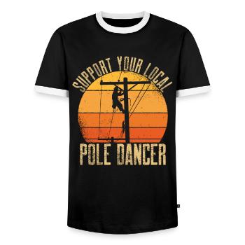 Réseau électrique électrique haute tension - T-shirt contrasté Homme - noir/blanc - Devant - AI Model Female 172 light (172cm) & AI Model Male 178 light (178cm)