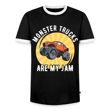 Monster Trucks Are My Jam Monster Truck Show - Men's Ringer Shirt - black/white - Front - AI Model Female 172 light (172cm) & AI Model Male 178 light (178cm)