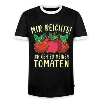 Gehe Zu Tomaten Tomatensorten Gartenfreunde - Männer Kontrast-T-Shirt - Schwarz/Weiß - Vorne - AI Model Female 172 light (172cm) & AI Model Male 178 light (178cm)