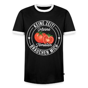 Keine Zeit Meine Tomaten Brauchen Mich - Männer Kontrast-T-Shirt - Schwarz/Weiß - Vorne - AI Model Female 172 light (172cm) & AI Model Male 178 light (178cm)