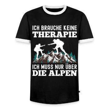 Brauche Keine Therapie Alpen Alpenüberquerung - Männer Kontrast-T-Shirt - Schwarz/Weiß - Vorne - AI Model Female 172 light (172cm) & AI Model Male 178 light (178cm)