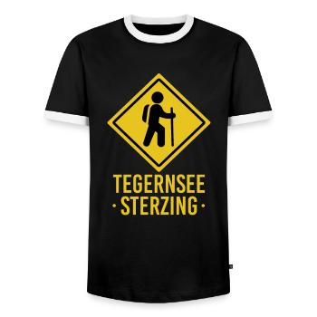 Traversée des Alpes Tegernsee Sterzing - T-shirt contrasté Homme - noir/blanc - Devant - AI Model Female 172 light (172cm) & AI Model Male 178 light (178cm)