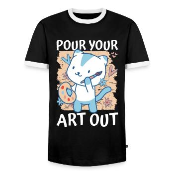 Art Teacher Funny Saying Art Course Art Class - Men's Ringer Shirt - black/white - Front - AI Model Female 172 light (172cm) & AI Model Male 178 light (178cm)
