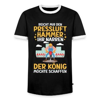 Reicht Mir den Presslufthammer Straßenbauarbeiter - Männer Kontrast-T-Shirt - Schwarz/Weiß - Vorne - AI Model Female 172 light (172cm) & AI Model Male 178 light (178cm)