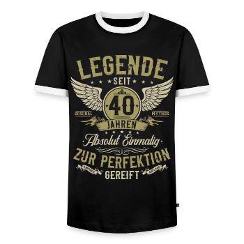 40. Geburtstag Geschenk - Legende seit 40 Jahren - Männer Kontrast-T-Shirt - Schwarz/Weiß - Vorne - AI Model Female 172 light (172cm) & AI Model Male 178 light (178cm)