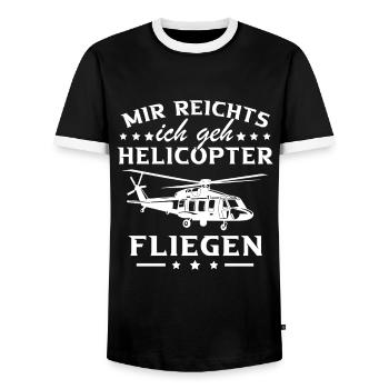 I've had enough, I'm going helicopter - Men's Ringer Shirt - black/white - Front - AI Model Female 172 light (172cm) & AI Model Male 178 light (178cm)