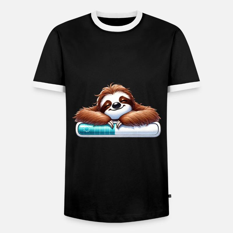 Relaxed Sloth Loading Bar - Men's Ringer Shirt - black/white