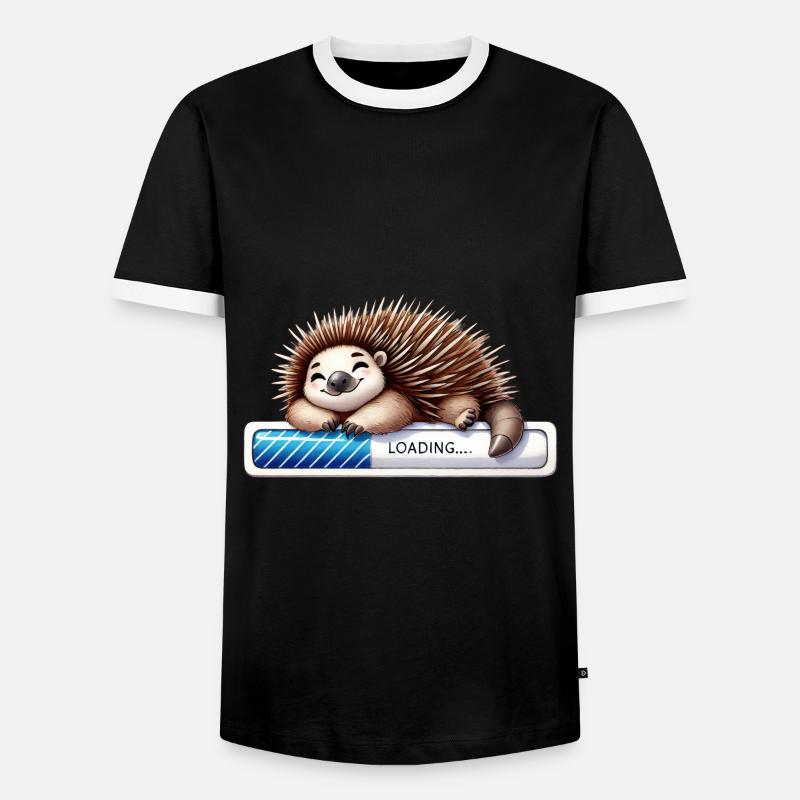 Hedgehog Relaxation: Loading Progress - Men's Ringer Shirt - black/white