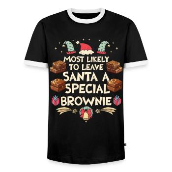 Xmas Christmas Saying Funny Christmas Bakery - Men's Ringer Shirt - black/white - Front - AI Model Female 172 light (172cm) & AI Model Male 178 light (178cm)