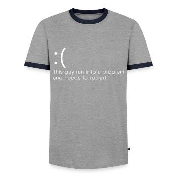 Blue Screen - Männer Kontrast-T-Shirt - Grau/Navy  - Vorne - AI Model Female 172 light (172cm) & AI Model Male 178 light (178cm)