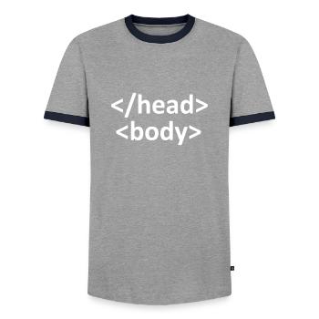 développeur web - T-shirt contrasté Homme - gris/marine  - Devant - AI Model Female 172 light (172cm) & AI Model Male 178 light (178cm)