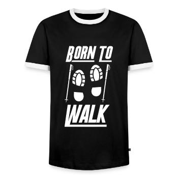 Nordic Walking Born to Walk - Men's Ringer Shirt - black/white - Front - AI Model Female 172 light (172cm) & AI Model Male 178 light (178cm)