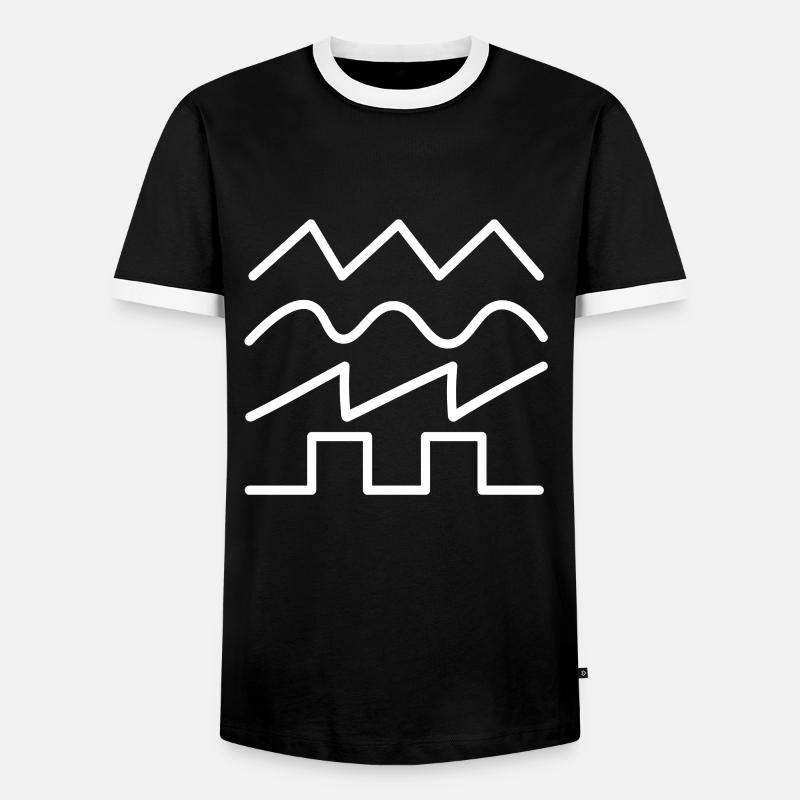Electronics signals sine wave - Men's Ringer Shirt - black/white