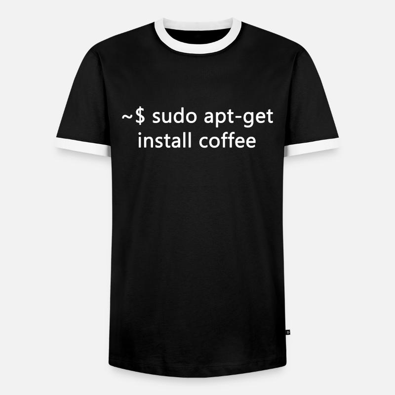 Sysadmin Linux Sudo Apt-Get Install Coffee - Männer Kontrast-T-Shirt - Schwarz/Weiß