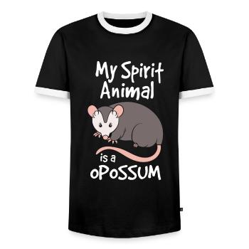 Funny Opossum My Spirit Animal Is A Opossum - Men's Ringer Shirt - black/white - Front - AI Model Female 172 light (172cm) & AI Model Male 178 light (178cm)
