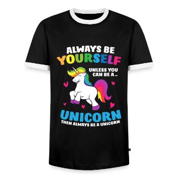 Einhorn Mädchen Geschenk Sei Immer Ein Einhorn - Männer Kontrast-T-Shirt - Schwarz/Weiß - Vorne - AI Model Female 172 light (172cm) & AI Model Male 178 light (178cm)