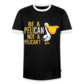 Always Be A Pelican Not A Pelican't Funny Pelican - Men's Ringer Shirt - black/white - Front - AI Model Female 172 light (172cm) & AI Model Male 178 light (178cm)