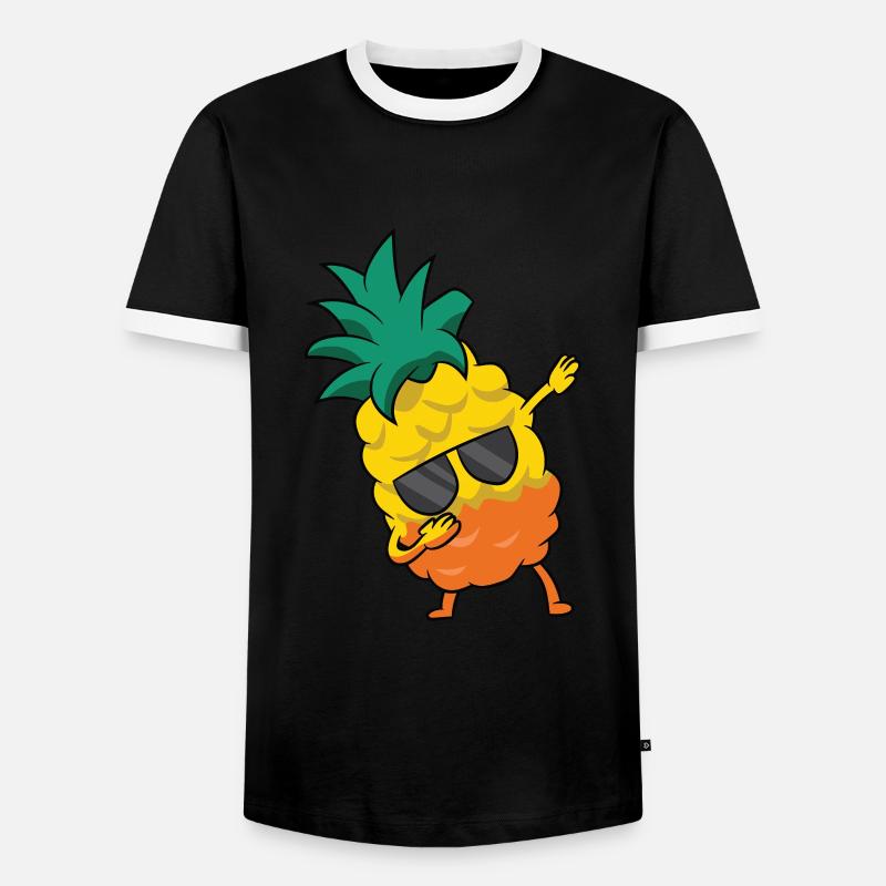 Pineapple Fruit Dabbing Pineapple - Men's Ringer Shirt - black/white