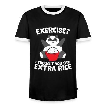 Funny Panda Exercise I Thought You Said Extra - Men's Ringer Shirt - black/white - Front - AI Model Female 172 light (172cm) & AI Model Male 178 light (178cm)