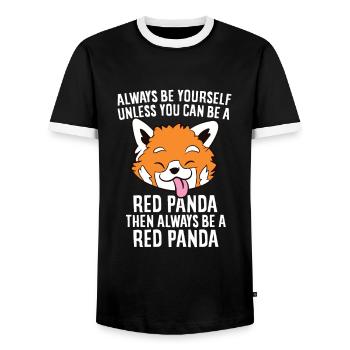 Sei Immer Ein Roter Panda Wenn Du Kannst - Männer Kontrast-T-Shirt - Schwarz/Weiß - Vorne - AI Model Female 172 light (172cm) & AI Model Male 178 light (178cm)