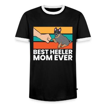 Best Heeler Mom Ever Dogs Heeler Mom Australian - Männer Kontrast-T-Shirt - Schwarz/Weiß - Vorne - AI Model Female 172 light (172cm) & AI Model Male 178 light (178cm)