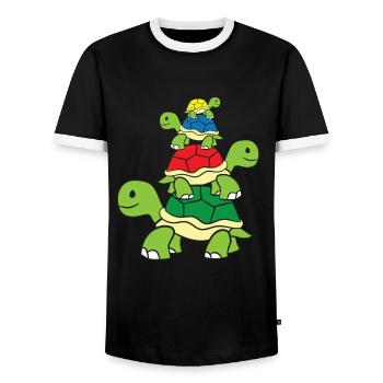 Cute Turtle Tortoises Ocean Love Sea Turtles - Men's Ringer Shirt - black/white - Front - AI Model Female 172 light (172cm) & AI Model Male 178 light (178cm)