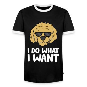 Drôle de Doodle Propriétaire de chien Je fais ce que je fais - T-shirt contrasté Homme - noir/blanc - Devant - AI Model Female 172 light (172cm) & AI Model Male 178 light (178cm)