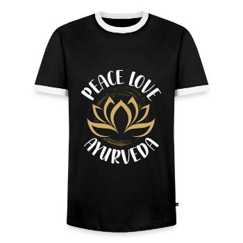 Ayurveda Massagen Geschenke | Ayurweda Hinduismus - Männer Kontrast-T-Shirt - Schwarz/Weiß - Vorne - AI Model Female 172 light (172cm) & AI Model Male 178 light (178cm)
