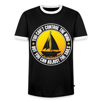 Segel Spruch Segeln Segler Ozean See Meer - Männer Kontrast-T-Shirt - Schwarz/Weiß - Vorne - AI Model Female 172 light (172cm) & AI Model Male 178 light (178cm)