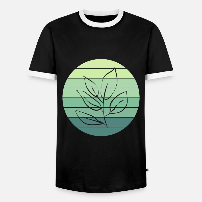Vegetable Lover's Leaf Sunset Design - Men's Ringer Shirt - black/white