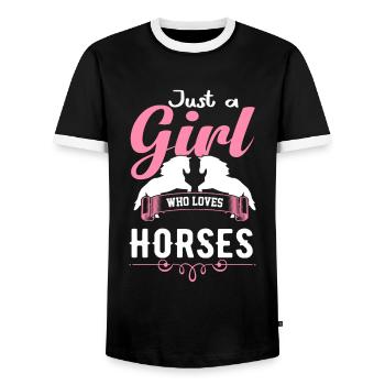 Just a girl who loves horses - Men's Ringer Shirt - black/white - Front - AI Model Female 172 light (172cm) & AI Model Male 178 light (178cm)